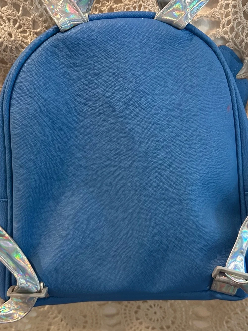 Disney Stitch Mini Backpack Blue Faux Leather Holographic Straps Lilo & Stitch